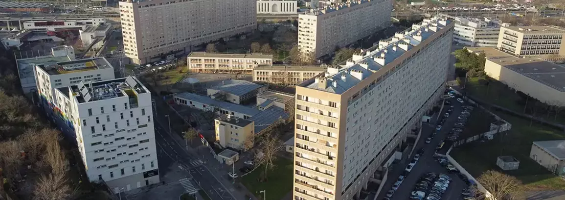 vue aérienne des immeubles du quartier Anatole France